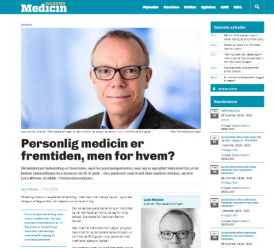 Udklip af debatindlægget med dir. Lars Werner i Dagens Medicin/Pharma.