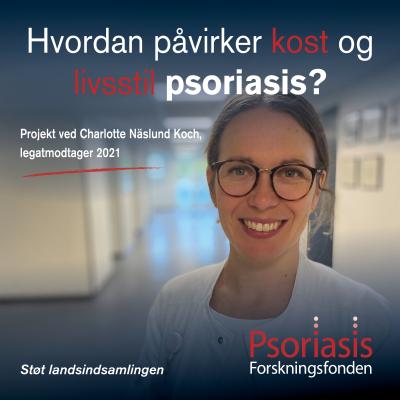 Grafik med Charlotte Näslund Koch vedr. forskningsprojekt om kost og livsstil ved psoriasis