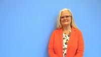 Portræt af Liselott Blixt taget ifm. Psoriasisforeningens Sundhedspolitiske Forum