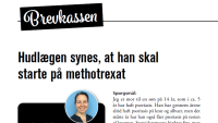Billede af artiklen fra Hud & Helse nummer 3 2025, overskrift med spørgsmål og lille portræt af rådgivner Heidi Nordahl Larsen. 
