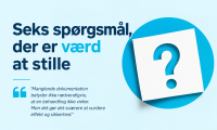 Grafisk billede med spørgsmålstegn og teksten seks spørgsmål, der er værd at stille