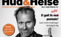 Forsiden af magasinet Hud & Helse nummer 1 2026 - overskrifter på udvalgte artikler på baggrund af portræt af Lasse Spang Olsen